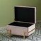 Rectangle Velvet Storage Ottoman Stool Box with Abstract Golden Legs | Decorative Sitting Bench for Living Room Home Decor with Unique Base Support